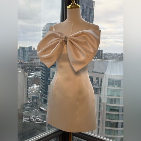 🆕 BRONX & BANCO 🧿 NWOT Evie White Strapless Bow Mini Dress, Sz XS US 2 - Picture 7 of 13